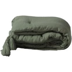 1001KDO POUR LA MAISON Chemin De Lit Gaze De Coton Angeliase Kaki