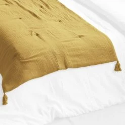 1001KDO POUR LA MAISON Edredon Gaze De Coton Safran