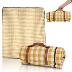 Hengda Couverture De Plage Picnic Tapis Imperméable Isolation Tapis De Pique Nique Jaune 200x200cm - Jaune