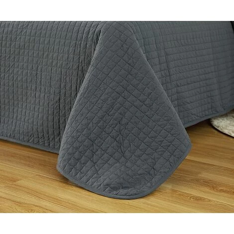 WOLTU Couvre-lit Rembourré Et Matelassé. Couverture De Lit Flannel Double Réversible. 220x240cm.Gris 5 WOLTU Couvre-lit Rembourré Et Matelassé. Couverture De Lit Flannel Double Réversible. 220x240cm.Gris – Image 3