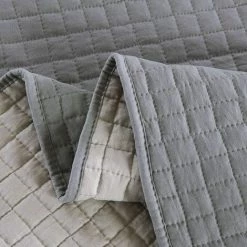 WOLTU Couvre-lit Rembourré Et Matelassé. Couverture De Lit Flannel Double Réversible 170x210cm.Gris+Gris Clair Patchwork -Plaid et couverture Soldes 55868968 3
