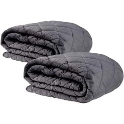 WOLTU Lot De 2 Couvre-lit Rembourré Et Matelassé. Couverture De Lit Microfibre De Flanelle. 220x240cm. Gris Foncé