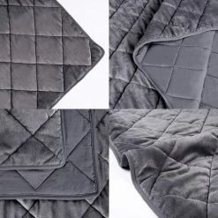 WOLTU Lot De 2 Couvre-lit Rembourré Et Matelassé. Couverture De Lit Microfibre De Flanelle. 220x240cm. Gris Foncé -Plaid et couverture Soldes 55868978 3