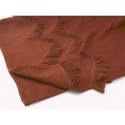 OZAIA Plaid 100% Coton Tissé à Franges BONEL - 125 X 150 Cm - Terracotta - Terracotta -Plaid et couverture Soldes 55885156 3