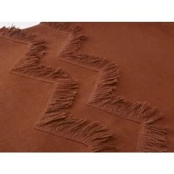 OZAIA Plaid 100% Coton Tissé à Franges BONEL - 125 X 150 Cm - Terracotta - Terracotta -Plaid et couverture Soldes 55885156 4