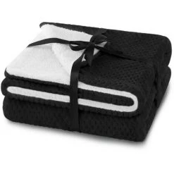 FLHF Couverture Double Face Noire, 70x150 Cm