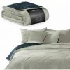 FLHF Couvre-lit Gris, Bleu Foncé 170X210 -Plaid et couverture Soldes 55949158 1