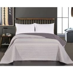 FLHF Couvre-lit Salice Acier + Argent 170X270 - Acier + Argent -Plaid et couverture Soldes 55949211 3