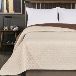 FLHF Couvre-lit Axel Crème + Marron 220x240 - Crème + Marron