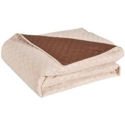 FLHF Couvre-lit Axel Crème + Marron 220x240 - Crème + Marron -Plaid et couverture Soldes 55949320 4