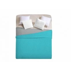 FLHF Couvre-lit Axel Turquoise + Acier 170x270 7 FLHF Couvre-lit Axel Turquoise + Acier 170x270 -Plaid et couverture Soldes 55949428 3