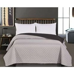 FLHF Couvre-lit Axel Argent + Noir 240X260 - Argent + Noir