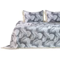 FLHF Couvre-lit Feuilles Tropicales Gris + Blanc 240x260 9 FLHF Couvre-lit Feuilles Tropicales Gris + Blanc 240x260 -Plaid et couverture Soldes 55949608 4