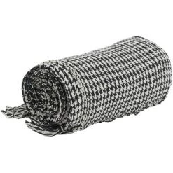 AUBRY GASPARD Plaid Pied-de-poule En Coton Noir - Noir -Plaid et couverture Soldes 56058969 4