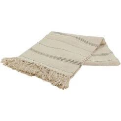 AUBRY GASPARD Plaid à Rayures En Coton Beige - Écru