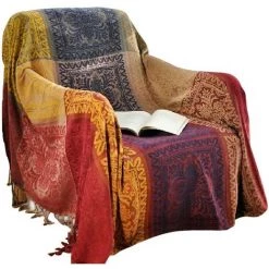 BENOBBY KIDS Couverture De Jet Bohème Chenille Jacquard Fringe Housse De Chaise Douce Pour Canapé-lit Couverture De Canapé - Motif Tribal Coloré (M)