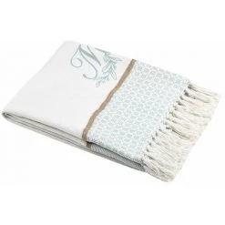 LOVELY CASA Plaid 125x150 Cm Constance Azur Coton - Bleu