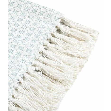 LOVELY CASA Plaid 125x150 Cm Constance Azur Coton - Bleu 4 LOVELY CASA Plaid 125x150 Cm Constance Azur Coton - Bleu – Image 2