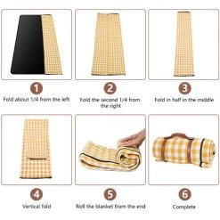 Randaco Couverture Pique-nique Picnic Imperméable 200x200 Cm Poignée Isolation Tapis Jaune - Jaune -Plaid et couverture Soldes 56394193 3