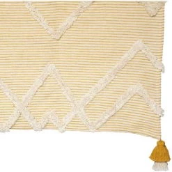 Atmosphera - Jeté De Lit En Coton Ocre Tufté Avec Pompons 130 X 180 Cm - Ocre -Plaid et couverture Soldes 56548866 4