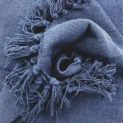 RIDEAUDISCOUNT Plaid, Fouta, Jeté De Lit 100% Coton 120 X 150 Cm à Franges Uni Bleu - Bleu 8 RIDEAUDISCOUNT Plaid, Fouta, Jeté De Lit 100% Coton 120 X 150 Cm à Franges Uni Bleu - Bleu -Plaid et couverture Soldes 56646638 2