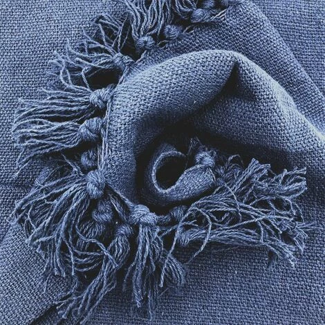 RIDEAUDISCOUNT Plaid, Fouta, Jeté De Lit 100% Coton 120 X 150 Cm à Franges Uni Bleu - Bleu 4 RIDEAUDISCOUNT Plaid, Fouta, Jeté De Lit 100% Coton 120 X 150 Cm à Franges Uni Bleu - Bleu – Image 2