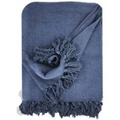 RIDEAUDISCOUNT Plaid, Fouta, Jeté De Lit 100% Coton 120 X 150 Cm à Franges Uni Bleu - Bleu 9 RIDEAUDISCOUNT Plaid, Fouta, Jeté De Lit 100% Coton 120 X 150 Cm à Franges Uni Bleu - Bleu -Plaid et couverture Soldes 56646638 3