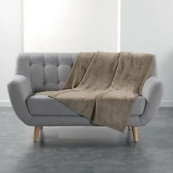 1001KDO POUR LA MAISON Plaid 125x150cm Flanou Taupe