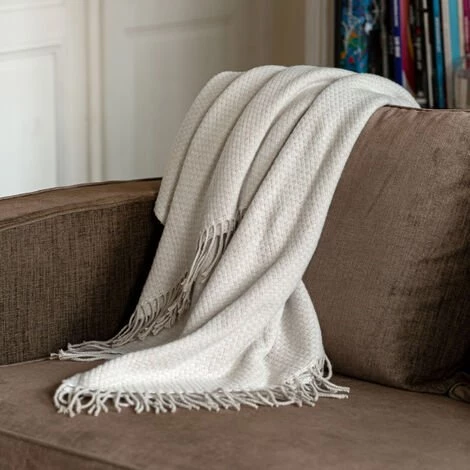 HOMEMAISON Plaid En Mélange De Matière Ivoire 130 X 170 Cm - Ivoire 3 HOMEMAISON Plaid En Mélange De Matière Ivoire 130 X 170 Cm - Ivoire