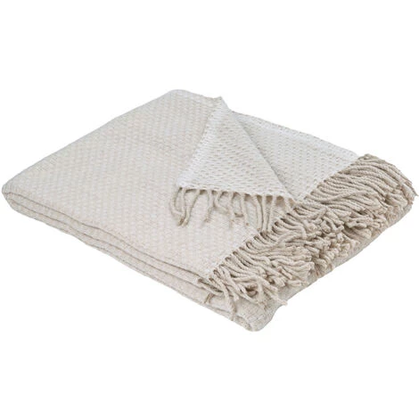 HOMEMAISON Plaid En Mélange De Matière Ivoire 130 X 170 Cm - Ivoire 4 HOMEMAISON Plaid En Mélange De Matière Ivoire 130 X 170 Cm - Ivoire – Image 2