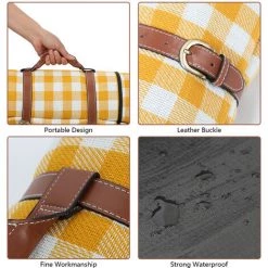 Randaco Couverture De Camping Nappe Pique Nique Imperméable Poignée Isolation XXL Tapis Jaune -Plaid et couverture Soldes 56867290 3