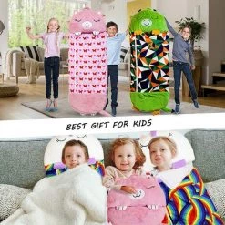 TRIOMPHE Sac De Couchage,160 * 60cm Grand L'oreiller 2 En 1 Qui Se Transforme En Sac De Couchage, Animal Dessin Animé Super Doux Et Amusant, Sac Couchage Pliable Chaud Toute La Saison，T-Audace -Plaid et couverture Soldes 56929066 4