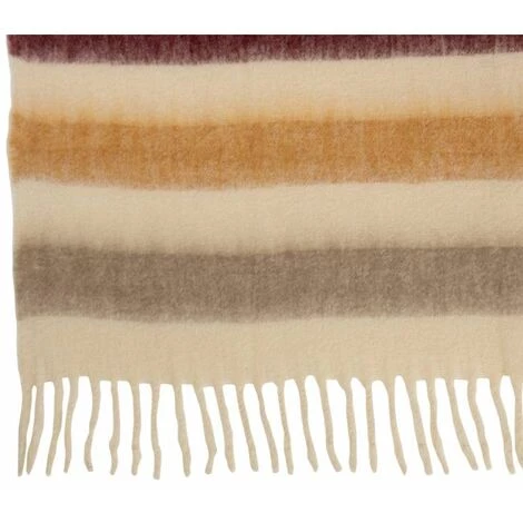 Paris Prix - Plaid Déco "lignes" 136x190cm Blanc & Ocre 4 Paris Prix - Plaid Déco "lignes" 136x190cm Blanc & Ocre – Image 2