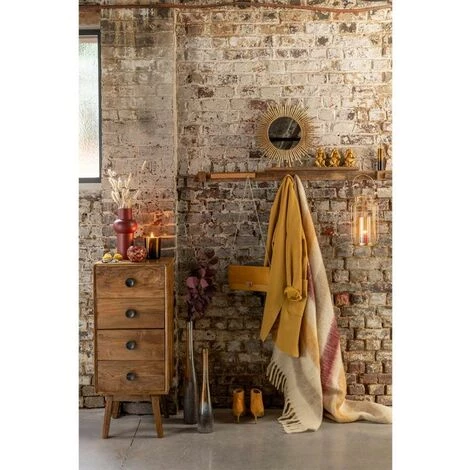 Paris Prix - Plaid Déco "lignes" 136x190cm Blanc & Ocre 6 Paris Prix - Plaid Déco "lignes" 136x190cm Blanc & Ocre – Image 4