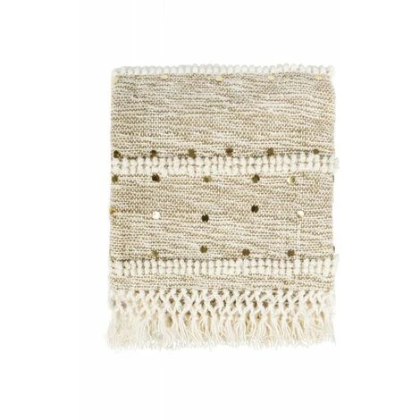 Paris Prix - Plaid Tissé à La Main "bohist Iii" 130x170cm Crème & Kaki 6 Paris Prix - Plaid Tissé à La Main "bohist Iii" 130x170cm Crème & Kaki – Image 4