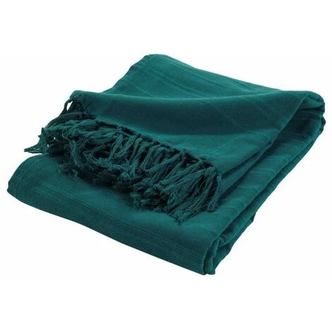 Paris Prix - Plaid Uni à Franges "lilia" 150x150cm émeraude 3 Paris Prix - Plaid Uni à Franges "lilia" 150x150cm émeraude