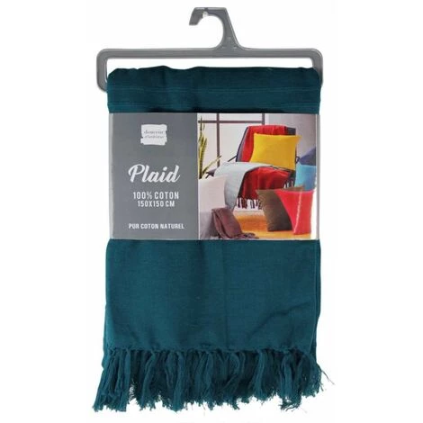 Paris Prix - Plaid Uni à Franges "lilia" 150x150cm émeraude 7 Paris Prix - Plaid Uni à Franges "lilia" 150x150cm émeraude – Image 5