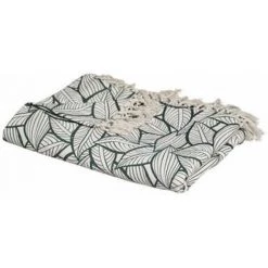 ATMOSPHERA, CRATEUR D'INTRIEUR Jeté De Lit Imprimé "Palma" 160x2200cm Vert & Beige