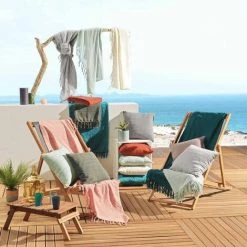 Paris Prix - Jeté De Canapé à Franges "lilia" 180x220cm Pêche -Plaid et couverture Soldes 57079179 4