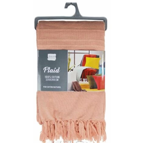 Paris Prix - Jeté De Canapé à Franges "lilia" 220x240cm Pêche 7 Paris Prix - Jeté De Canapé à Franges "lilia" 220x240cm Pêche – Image 5