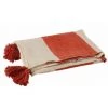 Paris Prix - Plaid Déco à Pompons "rayures" 130x170cm Corail -Plaid et couverture Soldes 57079895 1