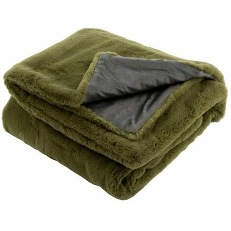 Paris Prix - Plaid Imitation Fourrure "cutie" 130x180cm Vert Mousse 3 Paris Prix - Plaid Imitation Fourrure "cutie" 130x180cm Vert Mousse