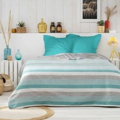 1001KDO POUR LA MAISON Couvre Lit 230 X 250 Cm Fibie Menthe