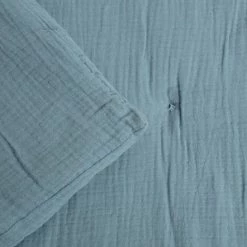 RIDEAUDISCOUNT Boutis, Jeté De Lit, Couvre-Lit 100% Coton 90 X 180 Cm Non Déhoussable Effet Gaze De Coton Matelassé Uni Bleu - Bleu -Plaid et couverture Soldes 57258233 2