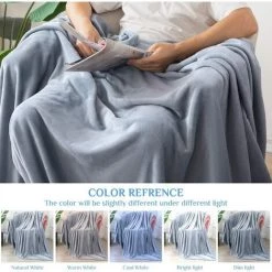 DENUOTOP Plaid Polaire Couverture En Flanelle Douce Et Confortable, Plaid Pour Lit Canapé 150 X 200 Cm Gris -Plaid et couverture Soldes 57332066 3