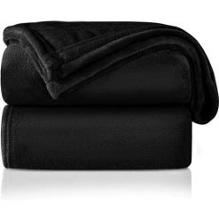 DENUOTOP Plaid Polaire Couverture En Flanelle Douce Et Confortable, Plaid Pour Lit Canapé 150 X 200 Cm Noir