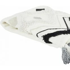 TOILINUX Jeté De Canapé Surpiqué Avec Pompons - Longueur 130.Largeur 170.Hauteur 0.50cm - Gris -Plaid et couverture Soldes 57356805 4