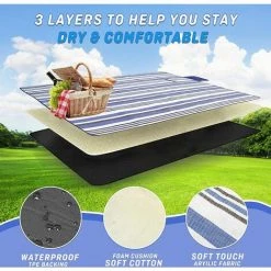 QERSTA Grande Couverture De Pique-Nique Tapis De Camping Imperméable Et Résistant Au Sable Pour Les Concerts En Famille, La Plage, Le Parc 8 QERSTA Grande Couverture De Pique-Nique Tapis De Camping Imperméable Et Résistant Au Sable Pour Les Concerts En Famille, La Plage, Le Parc -Plaid et couverture Soldes 57656302 3