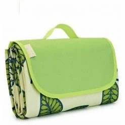 200 X 200 Cm Couverture Tapis De Pique-Nique Imperméable Couverture Pliable Pour Camping Tapis De Plage Composée Et Avec Poignée Portable,Feuilles Vertes Plaid Et Couverture LITZEE