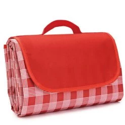 AIDUCHO Couverture De Pique-Nique 145*180CM, Pliable Tapis Plage Surface Imperméable Et Sans Sable, Tapis Pique Niques Pour Plage, Le Parc, La Randonnée, Le Camping, Idéal Pour Les Voyages En Famille-petite Grille Rouge